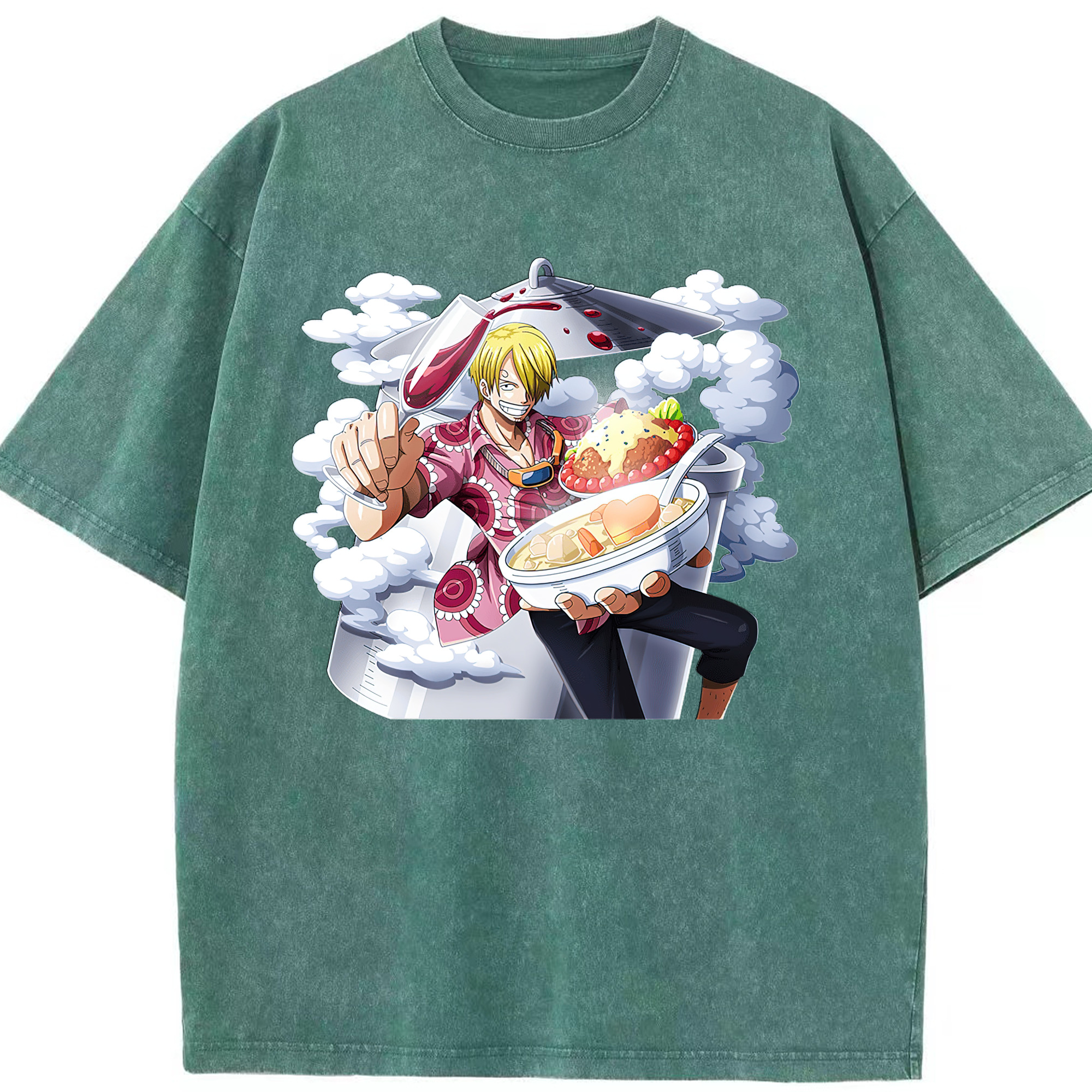（画像用） ワンピース サンジ ONE PIECE Sanji 綿100% ヴィンテージ風 半袖Tシャツ（フロントプリント）